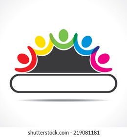 creative teamwork icon with blank banner to write your text vector