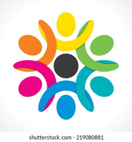 creative teamwork icon design by colorful people concept vector 