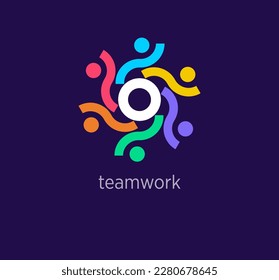 Creative teamwork logo design. Modern design color. Cyclic human logo template. vector.