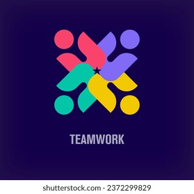 Creative teamwork logo. Unique color transitions. Leadership and corporate logo template. vector