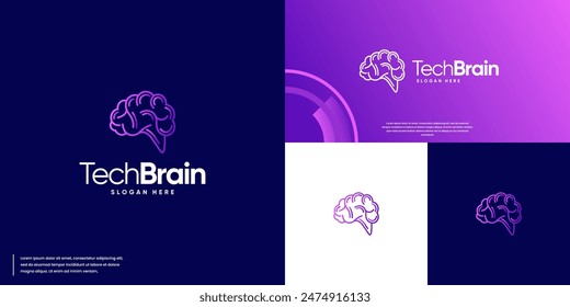 cerebro de tecnología creativa, ciencia médica, tecnología de la salud, Diseño gráfico del logotipo.