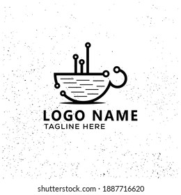 Creative Tech Coffee logo design concept suitable for company logo, print, digital, icon, apps, and other marketing material purpose