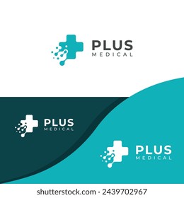 Creative tech Cross plus medical logo design template.