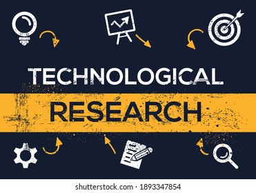 Kreative (technologische Forschung) Banner-Wort mit Symbol, Vektorgrafik.