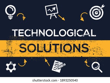 Creativo (soluciones tecnológicas) Banner Word con Icon ,Vector ilustración.