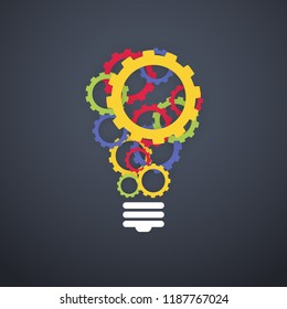creative technology concept color gears light bulb 