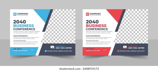 Creative technology conference webinar flyer and business event banner invitation layout template. Abstract modern business conference design, Modern flyer layout.