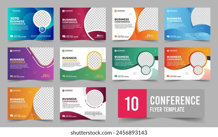 Creative technology conference webinar flyer template and business event banner invitation layout design. Technology conference social media banner layout, live webinar banner