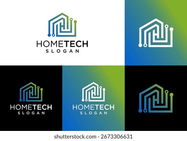 Creative technology home logo design vector. Technology home icon vector template.