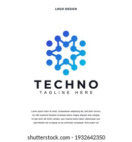 Creative technology icon logo design vector illustration. technology dot logo design color editable