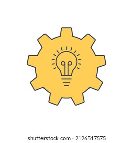 creative technology idea bulb gear icon