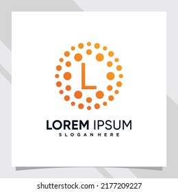 Creative technology logo design initial letter l with line art and dot style