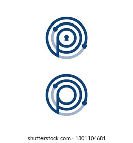 Creative, technology security cloud vector app with letter P on the middle. Security icon vector. Vector illustration EPS.8 EPS.10