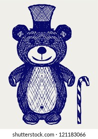 Creative teddy bear isolated on blue background