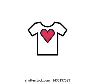 Creative Tee Shirt Heart Love Logo Design Symbol Vector Illustration