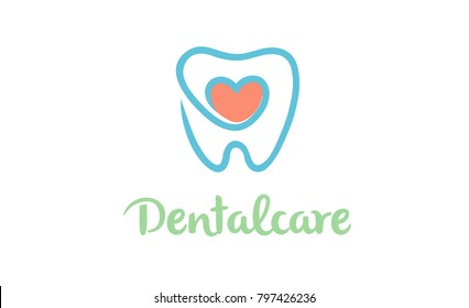 Creative Teeth Heart Inside Logo Design Vector Symbol Illustration