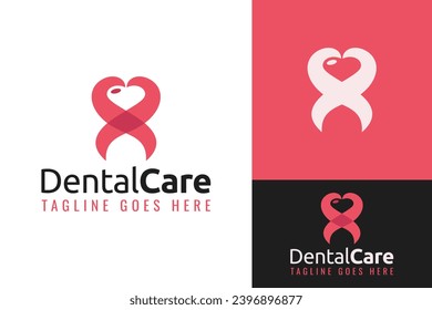 Creative Teeth Tooth Dental Dent Love Care Logo Design Branding Template