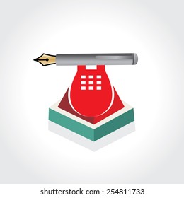 creative telephone with pen vector