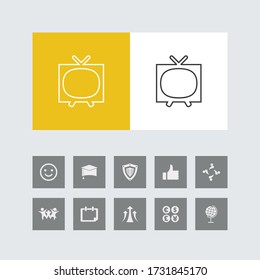 Creative Television Line Icon with Bonus Icons. 