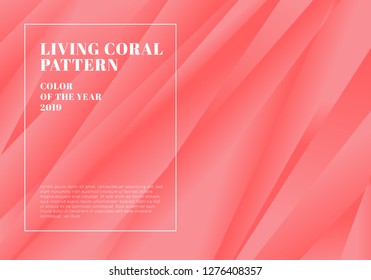 Creative template abstract pink stripe background and texture. Trendy living coral color 2019. You can use for cover flyers, banner web, business, brochure, website