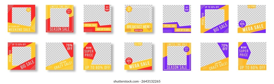 Creative template for advertising post square instagram banner fashion layout flyer cover product modern business design abstract announcement sale branding concept yellow background promotion

