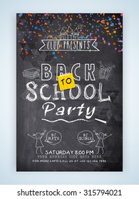 Creative Template, Banner Or Flyer Design Design In Chalkboard Style For Back To School.