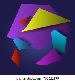 Creative template with broken pieces. Abstract vector pattern.