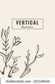 Creative template card. Hand drawn vintage element. Vector banner for card, poster, invitation, flyer, party, wedding, brochure Flower design collection
