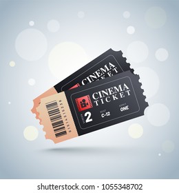 Creative template for cinema poster, banner with ticket.