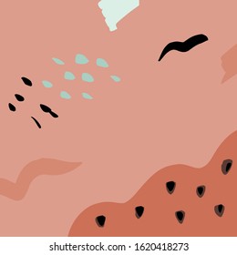 Creative template collage with contemporary shapes and scribble for social media promotion. Home decor. Scandinavian poster on canvas for interior. Nordic contemporary art for wall. 