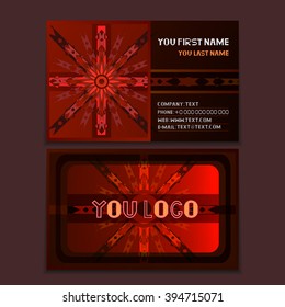 Creative template corporate business card in a futuristic style, red color. Vector, eps10.