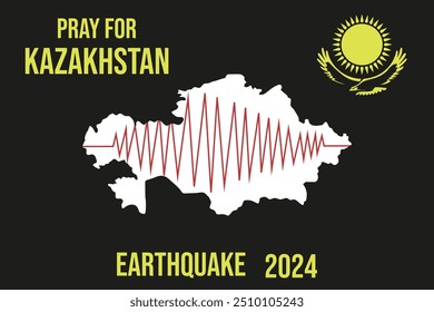 Diseño de Plantilla creativa del terremoto en Kazajistán con inscripción tipográfica. La Ilustración vectorial de estilo se puede utilizar en Anuncios, Web, redes sociales, boletines. EPS 10