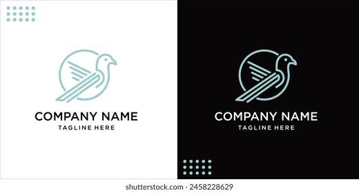 creative template design flying dove silhouette abstract monoline bird logo. Bird line logo template illustration icon, design inspiration