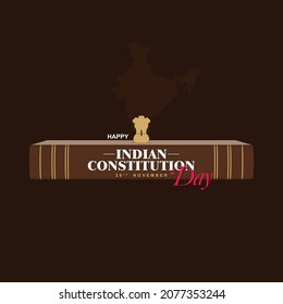 Creative Template Design for Indian Constitution Day, 26 November. Editable Illustration of Indian Map.