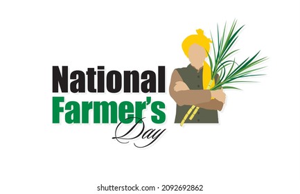 Creative Template Design for National Farmers Day. Farmers Day Wishing Greeting Card. Editable Illustration of Farmer Holding Crop.