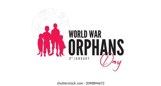 Creative Template Design For World War Orphans Day. Welfare Campaign For World War Orphans Day. Editable Illustration Of Orphan Kids.