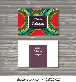 Creative template for designer, photographer or studio.  Vector editable pattern with front and back side visit cards. 