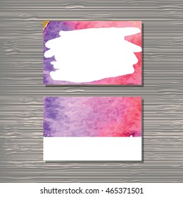 Creative template for designer, photographer or studio.  Vector editable pattern with front and back side visit cards. Watercolor style