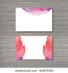 Creative template for designer, photographer or studio.  Vector editable pattern with front and back side visit cards. Watercolor style