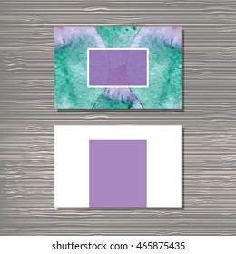 Creative template for designer, photographer or studio.  Vector editable pattern with front and back side visit cards. Watercolor style