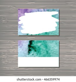 Creative template for designer, photographer or studio.  Vector editable pattern with front and back side visit cards. Watercolor style