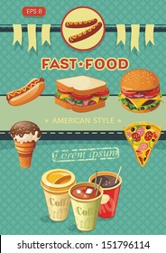 Creative Template with fast food concept. Vector illustration