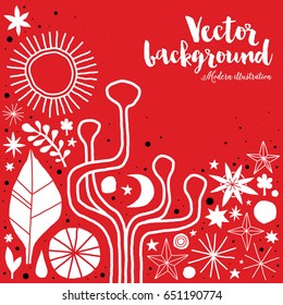 Creative template with flowers and abstract hand drawn elements. Useful for advertising, graphic design, invitations, cards and posters.