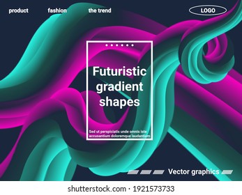 Creative template with fluid rainbow wave elements. Abstract landing page template. Futuristic concept.  Abstract background with bright gradient and light effect.