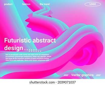 Creative template with fluid rainbow wave elements. Abstract landing page template. Futuristic concept.  Modern graphic texture. Vector 3d illustration.