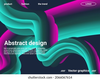 Creative template with fluid rainbow wave elements. Abstract liquid form of liquid color. Futuristic concept.  Modern graphic texture. Vector 3d illustration.