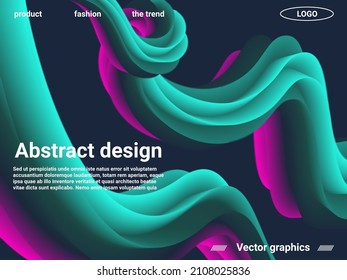 Creative template with fluid rainbow wave elements. Abstract 3d cover with bright gradient.  Website concept. Trendy rainbow gradient  for wave poster, flyer.