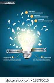 Creative Template with idea bulb explode, With infographics concept vector illustration design