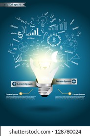 Creative Template with idea light bulb broken, With Modern Design template / infographics  drawing business strategy plan concept idea