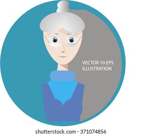 Creative template label or icon with old woman vector illustration
